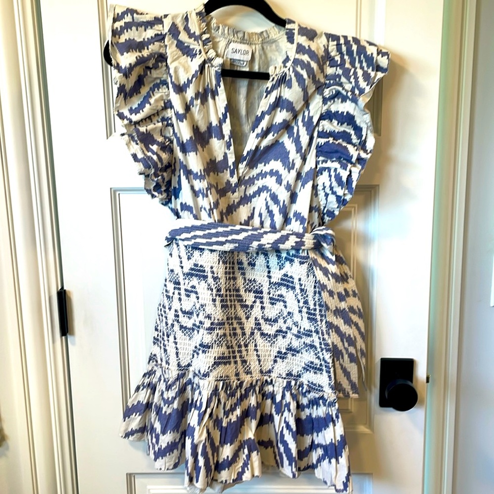 Saylor blue and white mini dress